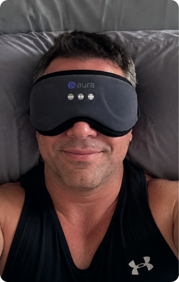 Verified AURA customer wearing the sleep mask