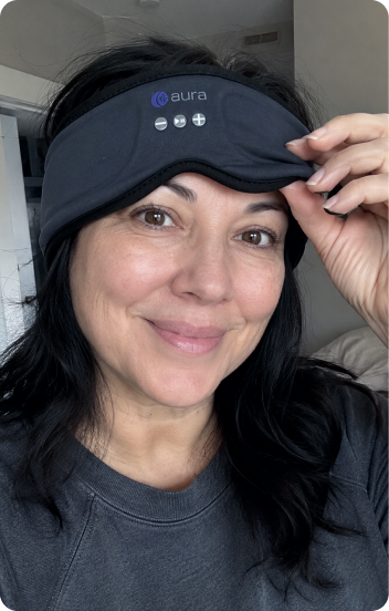 Verified AURA customer wearing the sleep mask