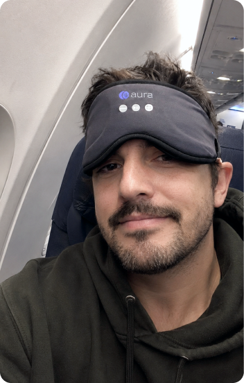 Verified AURA customer wearing the sleep mask