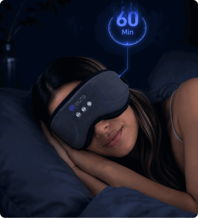 The Aura mask control buttons and built-in sleep timer