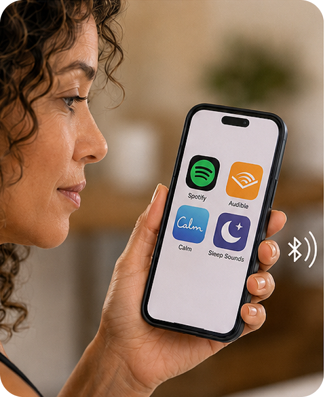 Step 1 — connect the mask to your phone and choose your audio