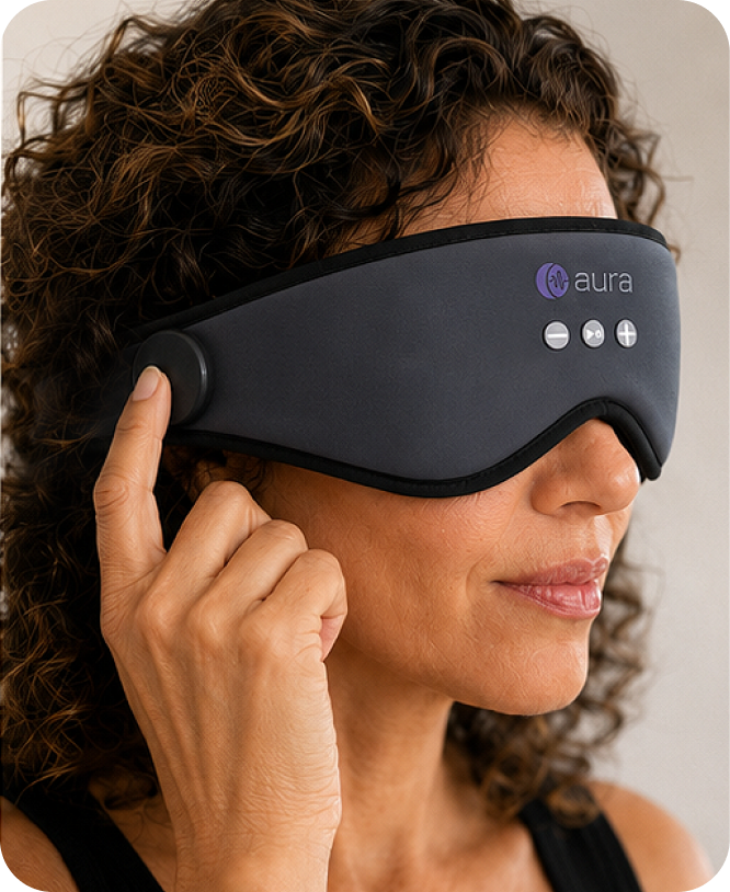Step 2 — slide on the mask and adjust the speakers