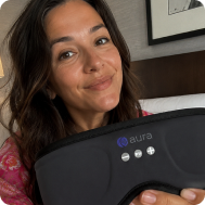 Verified AURA customer wearing the sleep mask