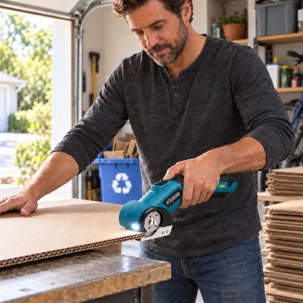 Using Boxhound to break down cardboard in a garage