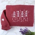 Dancing Skeletons Sweatshirt, Halloween Crewneck Embroidered - image 2