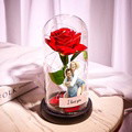 Custom Photo Text Eternal Rose Flower Glass Cover LED Night Light Romantic Simulation Gift For Her Wedding Gift - image 3