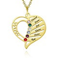 Engraved Family Name Necklace Custom Heart Birthstone Necklace for Mom - image 8