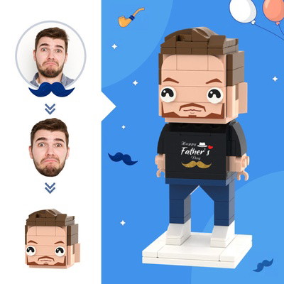 Gifts for Dad Custom Head Brick Figures Happy Father's Day Brick Figures Small Particle Block Toy