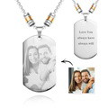 Personalized Square Photo Necklace With Engraved Beads Pendant Gifts For Lovers - image 2