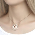 Photo Engraved Necklace Heart In Round Pendant, Family Necklace Rose Gold Plated - Rose Gold - image 2