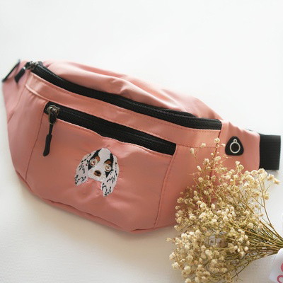 Custom Embroidered Pet Portrait Organic Canvas Bum Bag