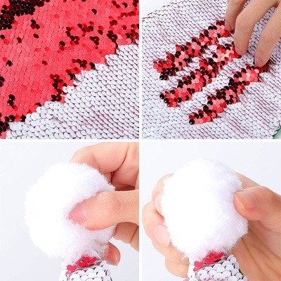 Personalized Sequins Santa Hat Custom Christmas Hats for Holidays Xmas Party Supplies