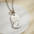Personalized Square Photo Necklace With Engraved Beads Pendant Gifts For Lovers - image 3