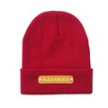 Custom Name Leather Patch Beanie Personalized Adult Winter Hat - image 2