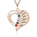 Engraved Family Name Necklace Custom Heart Birthstone Necklace for Mom - image 4