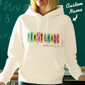 Personalized First Grade Hooded Sweatshirt Teacher Custom Name Hooded Sweatshirt Back to School Gifts - image 2