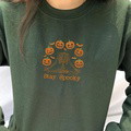 Dancing Skeletons Sweatshirt, Halloween Crewneck Embroidered - image 13