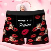Custom Face Boxer Shorts Personalised Photo Boxer Shorts Valentine's Day Gifts for Him - Property of Your Lover