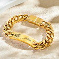 Custom Engraved Men's Bracelet Stainless Steel Photo Vintage Bracelet Jewelry Father's Day Gifts-Gold - image 4