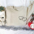 Personalized Embroidery - Double Heart + Letters - Sweatshirt - Hoodie - T-shirt - image 6