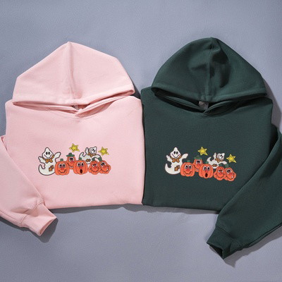 Halloween Collection - Pumpkin embroidered crewneck hoodie
