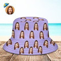 Custom Your Photo Face Summer Bucket Hat Fisherman Hat - Purple - image 1