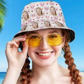 Custom Face Bucket Hat Unisex Fisherman Hat Pink Heart Summer Hat Creative Gift - image 3