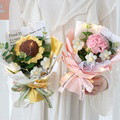 Crochet Flowers Bouquet Handmade Knitted Bouquet with Light Strip Gift for Teacher Mother Lover Wedding Gift - image 4