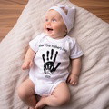Personalized Our First Father’s Day Handprint Baby T-Shirt Gift for Baby - image 1