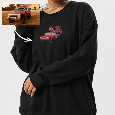 Embroidered Hoodie with Your Car, Featuring Dragon Embroidery - The Perfect Couple's Gift for Autumn and Winter!