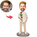 Custom Man Holding Rose Bobbleheads With Engraved Text - image 1