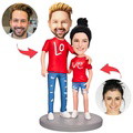 Love Couple Wearing Couple Shirts Custom Bobbleheads With Engraved Text - image 1