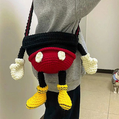 Crochet material bag ornament doll wool ball hand knitting diy