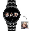 Custom Photo Watch Men's Black Alloy Watch Bracelet for Dad - image 1
