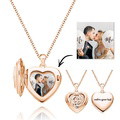 Custom Photo Engraved Necklace Heart Locket Rose Necklace Gift for Women - image 6