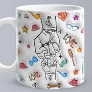 Personalized 3D Inflated Effect Kids Name Mug - Perfect Father's Day Gift