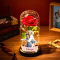 Custom Photo Text Eternal Rose Flower Glass Cover LED Night Light Romantic Simulation Gift For Her Wedding Gift - image 2