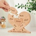 Custom Engraved Wooden Name Heart Puzzle Decor Family Name Heart Puzzle Home Decoration - image 8