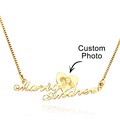 Custom Engraved Heart Photo Necklace Double Plated Name Necklace for Women - image 3