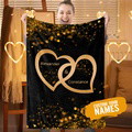 Custom Name Blanket Personalized Lover Blanket Couple Gifts Golden Blanket - image 1