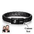 Custom Photo Engraved Bracelet Men's Bracelet Leather Father's Day Gift - image 1
