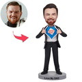 Custom Superdad Superhero Super Father Bobbleheads With Engraved Text - image 1