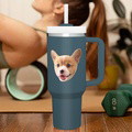 Custom Face 40oz Insulated Mug with Handle and Straw Stainless Steel Custom Travel Cup Gift for Family Friends Couples - image 13