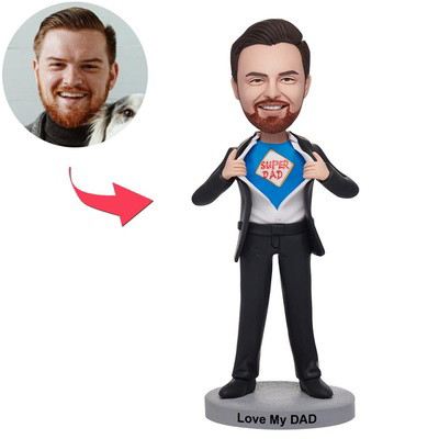 Custom Superdad Superhero Super Father Bobbleheads With Engraved Text