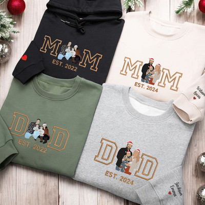 Personalized Embroidered Family Photo Hoodie Sweatshirt T-Shirt
