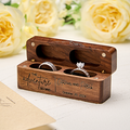 Personalized Rustic Engraved Wood 2 Rings Bearer Box with Date & Name Wedding Proposal Gift for Couple - image 2