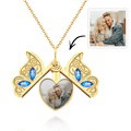 Custom Photo Necklace Butterfly Pendant Locket Necklace Gift for Women - image 4