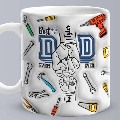 Personalized Names 3D Inflated Effect Printed Mug - Custom Father's Day Gift