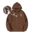 Custom Embroidered Pet Portrait Fleece Casual Zip-Up Hoodie - Warm Winter Gift for Your Beloved Pet - image 2
