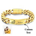 Custom Engraved Men's Bracelet Stainless Steel Photo Vintage Bracelet Jewelry Father's Day Gifts-Gold - image 2